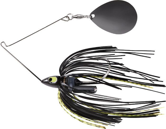 War Eagle Spinnerbait Night Time Painted Head Single Colorado - PSBN37 Black Chartreuse-Black Nick  