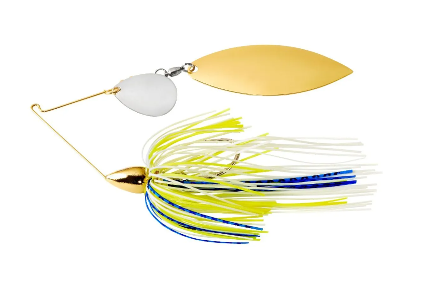 War Eagle Spinnerbait Gold Frame TW - GT36 White Chartreuse Blue