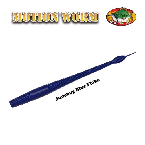 AGR Baits Motion Worm - Junebug Blue Flake 