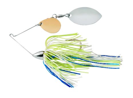 War Eagle Spinnerbait Nickel Frame Finesse Colorado/Turtleback - White Chartreuse Blue 
