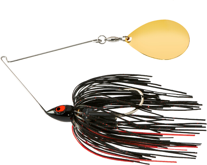 War Eagle Spinnerbait Night Time Painted Head Single Colorado - PSC38 Black Red-Gold Blade