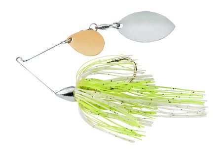 War Eagle Spinnerbait Nickel Frame Finesse Colorado/Turtleback - Hot White Chartreuse 
