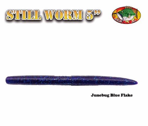 AGR Baits Still Worm - Junebug/Blue Flake